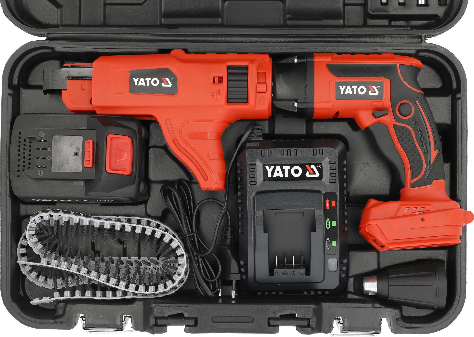 YATO Cordless drywall screwdriver 18V with auto-feed, 0-4000 RPM, 4.0 Ah battery YT-82075