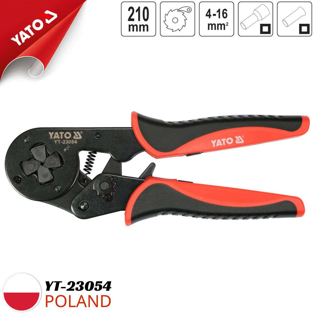YATO Self-adjusting crimping pliers for wire ferrules 4-16 mm² YT-23054