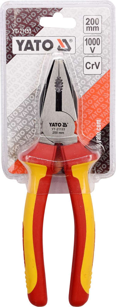 YATO Insulated combination pliers, 200 mm, VDE certified, insulated for 1000 V electrical work YT-21153
