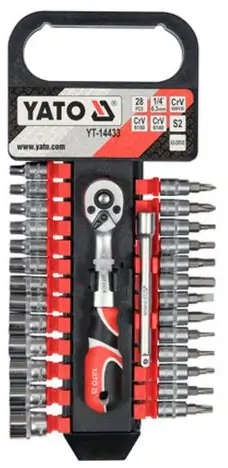 YATO 28-piece 1/4" drive socket and screwdriver bit set with AS-DRIVE system YT-14433