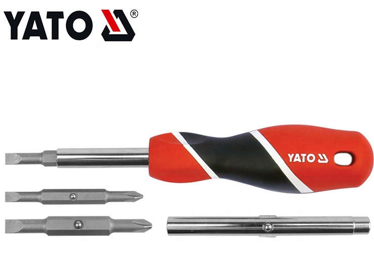 YATO 6-in-1 interchangeable screwdriver set with slot and Phillips-head tips YT-25971
