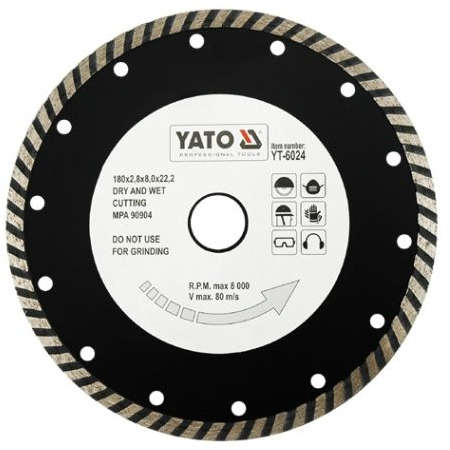 YATO 180mm Turbo Diamond Saw Blade for Precision and Speed Cutting YT-6024