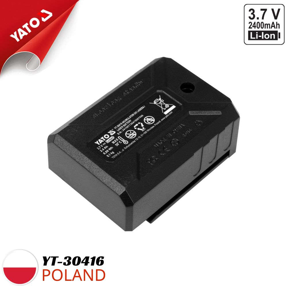 YATO Rechargeable Li-Ion battery 3.7V 2400mAh for 4D green laser level with 8-hour operating time YT-30416