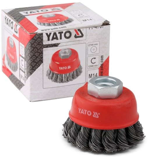 YATO Cup Brush 60 mm Diameter Twist Steel Wire with M14 Shank YT-4767