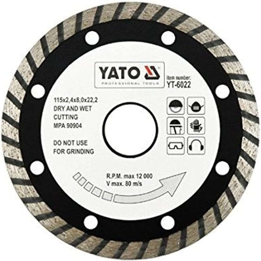 YATO Diamond cutting blade turbo 115mm for fast and precise cutting of tiles and stone YT-6022