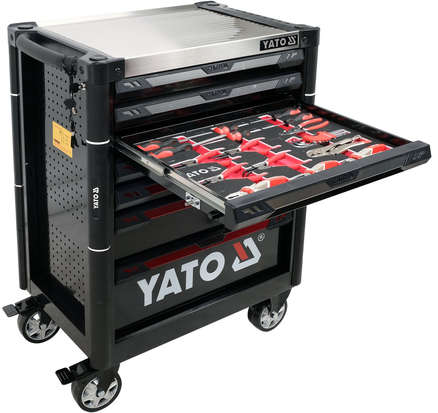 YATO 7 Drawers Tool Chest Roller Cabinet with 157-Piece Mechanic's Tool Set YT-55308