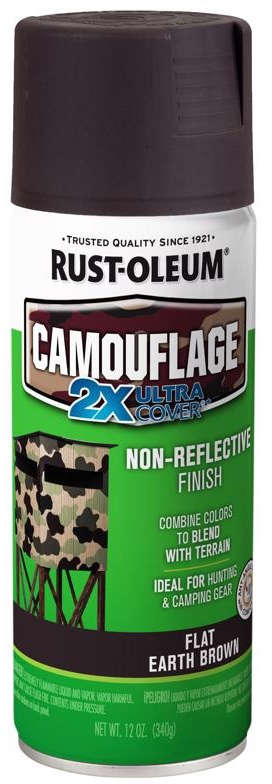 Rust-Oleum Camouflage 2X Ultra Cover Spray Paint 12 oz. Non-Reflective Finish Flat Earth Brown Color 1001226