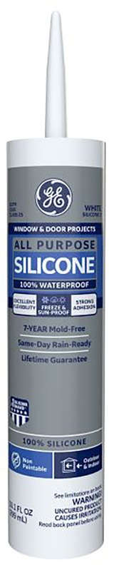 General Electric Window & Door Silicone 10.1 oz. All-Purpose Waterproof 100% Silicone Non-Paintable White 10065