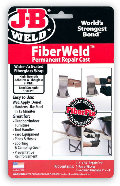 Ace J-B Weld FiberWeld Permanent Repair Cast 1500 PSI Water-Activated Fiberglass Wrap Hardens Like Steel In 15 Minutes Black 1015609