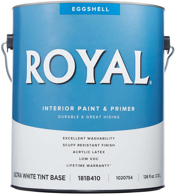 Ace Royal Interior Paint & Primer 1 Gallon Eggshell Tint Base Ultra White Acrylic Latex Low VOC 1020754