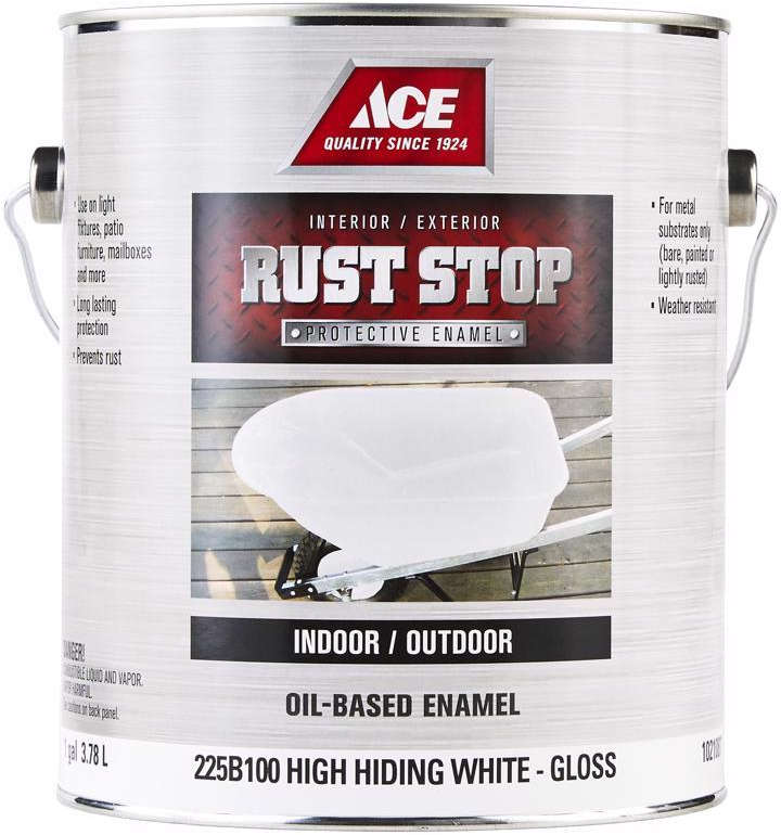 Ace Rust Stop Protective Enamel 1 Gallon High Hiding White Gloss Oil-Based Enamel Indoor/Outdoor 1021087