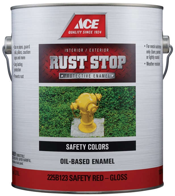 Ace Rust Stop Protective Enamel 1 Gallon Oil-Based Safety Red Color Interior/Exterior 1021188