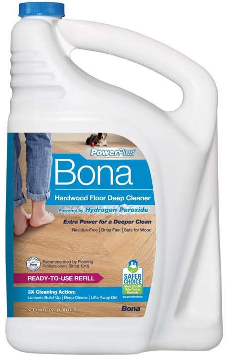 Bona Powerplus Hardwood Floor Deep Cleaner Refill 1 Gallon Powered By Hydrogen Peroxide Ready-To-Use 1028565
