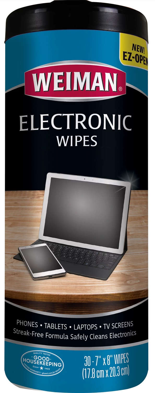 Weiman Electronic Wipes Pack of 30 Each Wipe 7 inch x 8 inch Ammonia-Free 1309301
