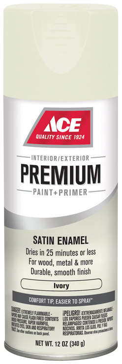 Ace Premium Ivory Satin Enamel Spray Paint 12 Oz. 1373661