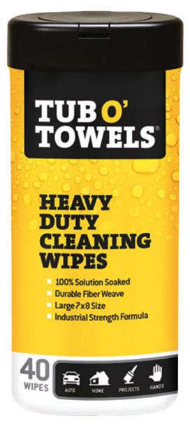 Tub O' Towels Cleaning Wipes Pack of 40 Wipes Each Wipe 8 inch x 7 inch Heavy Duty Material Fiber Weave 1504794