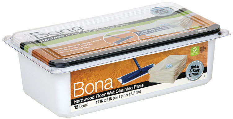 Bona Hardwood Floor Wet Cleaning Pads 17 inch x 5 inch Pack of 12 1607902