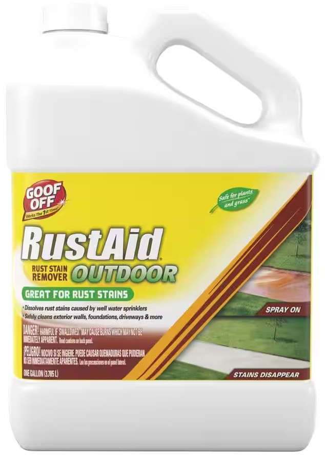 Goof Off RustAid Rust Stain Remover 1 Gallon Outdoor Use On Concrete Stucco Wood Fiberglass Brick Painted Surfaces Vinyl Siding 18936