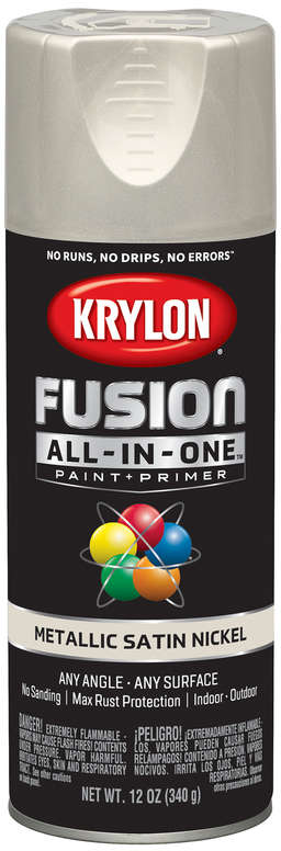 Krylon Fusion All-In-One Metallic Satin Nickel Paint + Primer Spray Paint 12 oz. 1909662