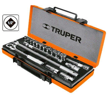 TRUPER 19-Pc Metric Socket Set 1/2 inch Drive 20300087