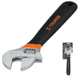 TRUPER 8 inch Chrome Plated Adjustable Wrench Opening 15/16 inch Vinyl Comfort Grip 20300212
