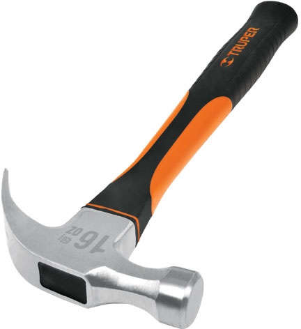 TRUPER 16 oz Curved Claw Hammer Fully Polished 13 inch Fiberglass Handle 20300229