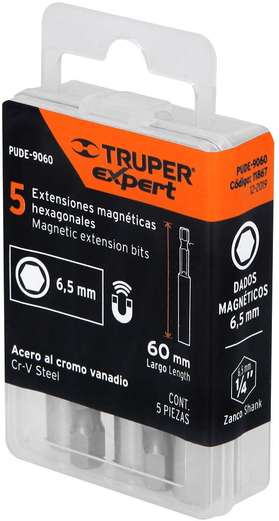 TRUPER Expert 5-Pcs Magnetic Extension Bits 6.5 mm x 60 mm Cr-V Steel 20300468