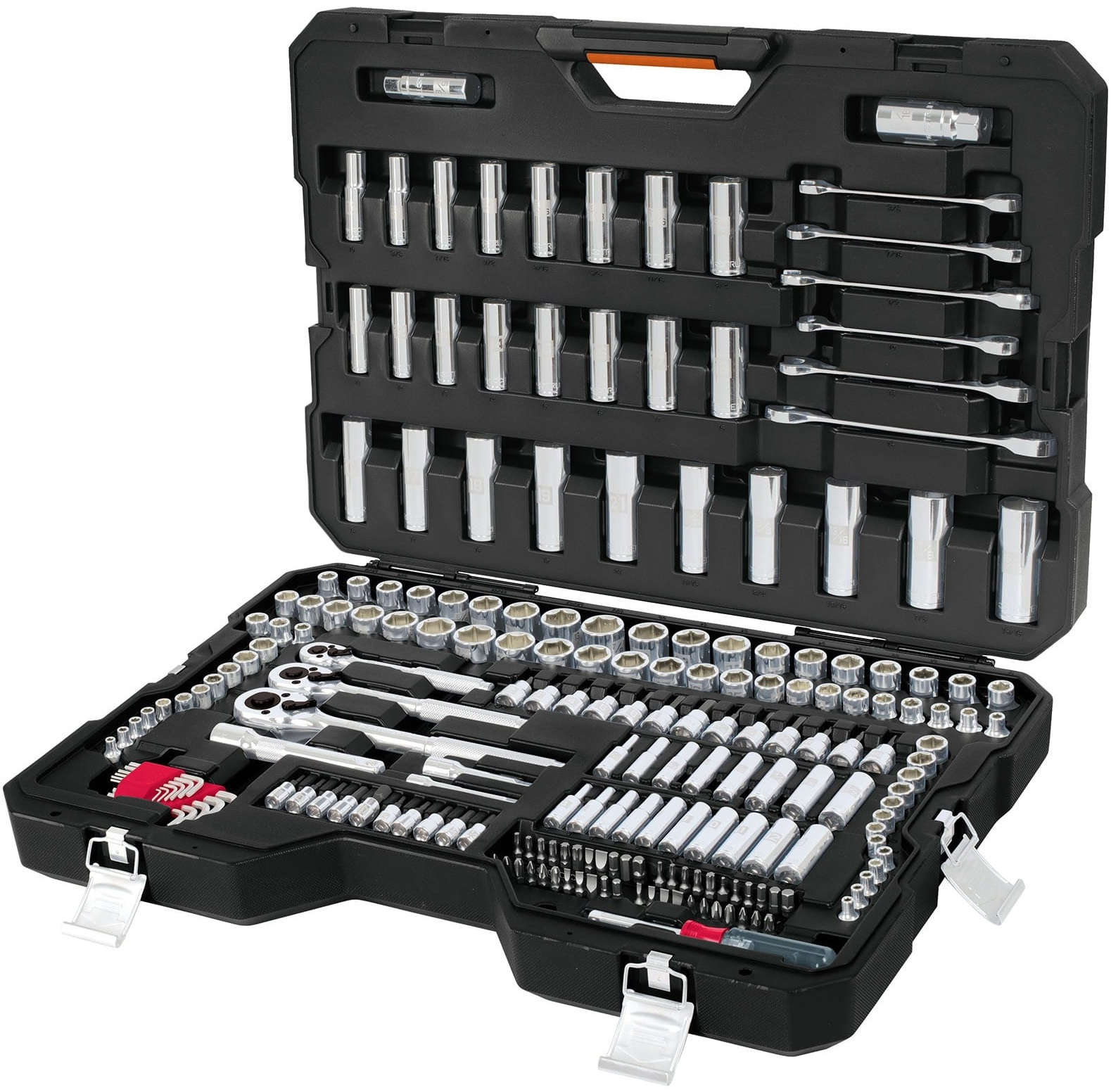 TRUPER 217-Pcs Mechanic Tool Set Metric & Standard 1/4 inch 3/8 inch & 1/2 inch Drives Chrome Vanadium Steel Sockets 20300506