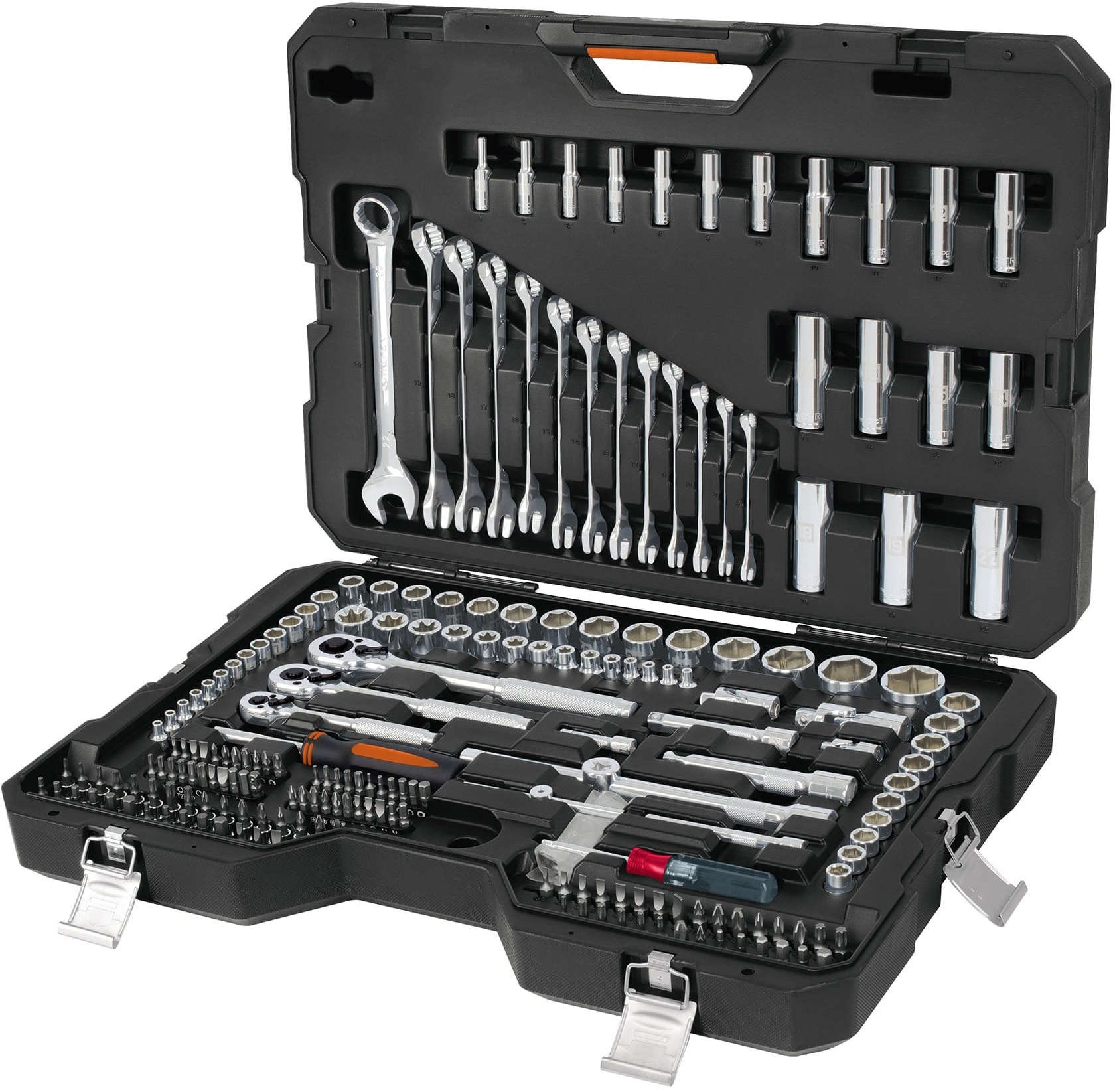 TRUPER 210-Pcs Mechanic Tool Set Metric & Standard 1/4 inch 3/8 inch & 1/2 inch Drives Chrome Vanadium Steel Sockets 20300507