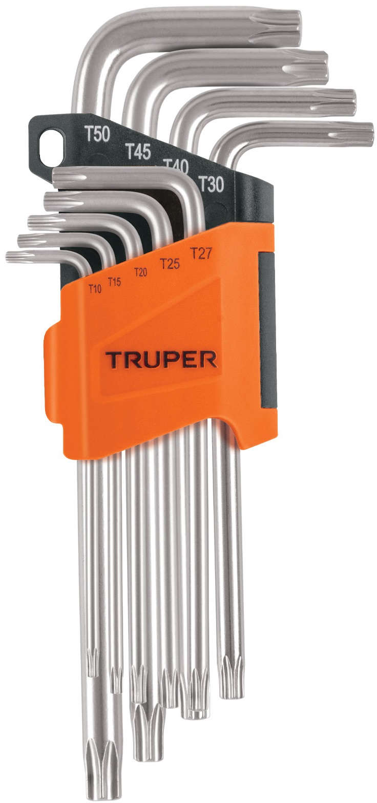 TRUPER 9-Pcs Torx Key Set Includes T-10 T-15 T-20 T-25 T-27 T-30 T-40 T-45 & T-50 20300562