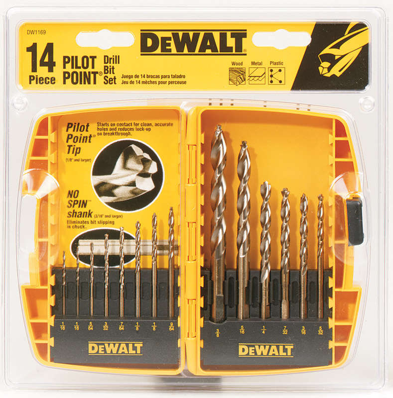 DEWALT 14-Pcs Drill Bit Set Gold Ferrous Pilot Point 2100279