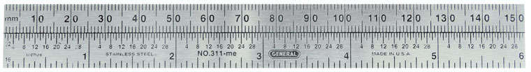 Ace General Precision Pocket Rule 3/4 inch x 6 inch Metric Stainless Steel 21455