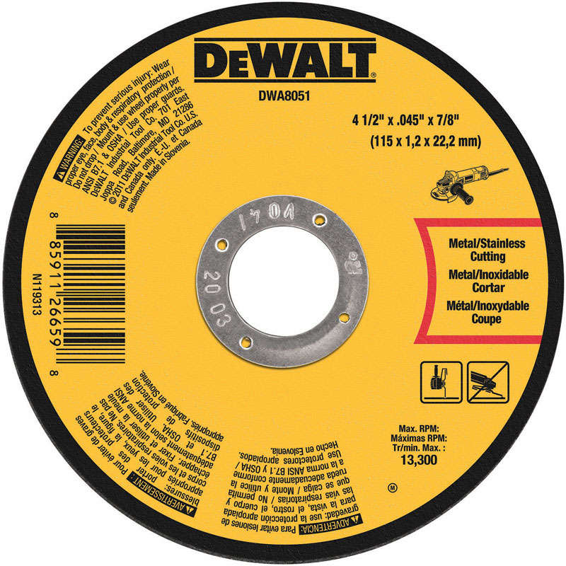 DEWALT Metal Cutting Wheel 7/8 in. 4-1/2 in. Dia. x .045 in. 2361640