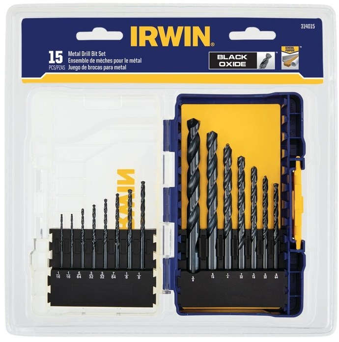 Irwin 15-Pcs Metal Drill Bit Set General Purpose Black Oxide SAE 2381622