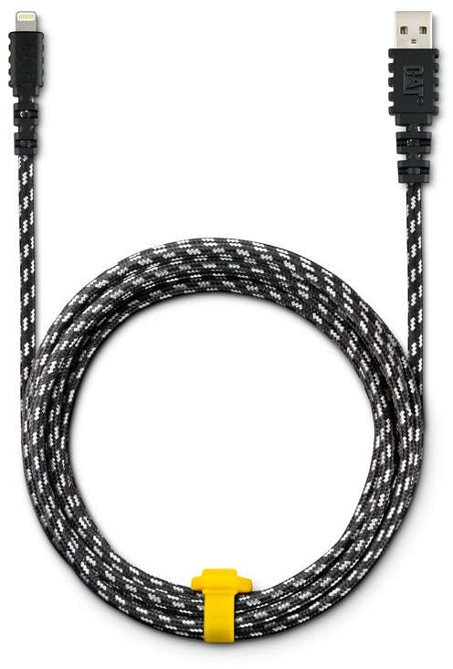 Caterpillar USB Charge & Sync Cable Apple Lightning 6' Black/White 3001420
