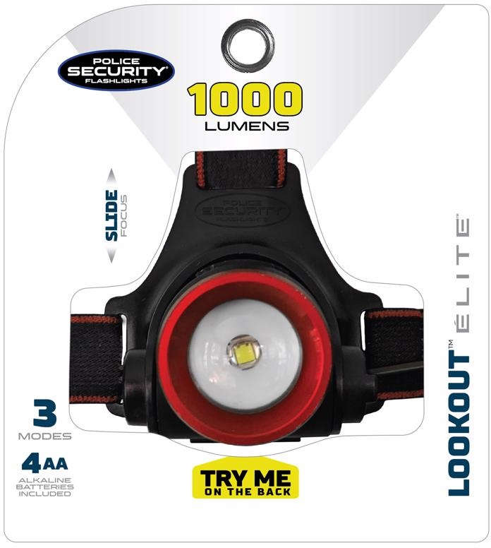 بوليس سيكيوريتي مصباح رأس LED من Lookout Elite بقوة 1000 لومن و3 أوضاع إضاءة باللون الأسود 3009949