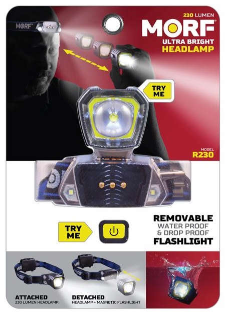 Police Security Morf LED Headlamp 230 Lumens Waterproof & Dropproof Black 3009956