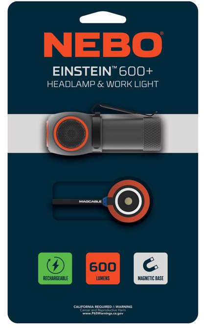 ايس مصباح رأس ومصباح عمل Nebo Einstein 600+ قابل لإعادة الشحن 600 لومن قاعدة مغناطيسية 3016159
