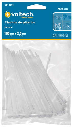 Volteck 4 inch 18 lb Clear Plastic Cable Ties Pack of 100 30300017