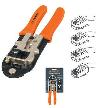 تروبير أداة تجعيد المقابس المعيارية مع قوالب قابلة للتبديل لمقابس RJ-9 وRJ-11 وRJ-12 وRJ-45 المعيارية 30300045