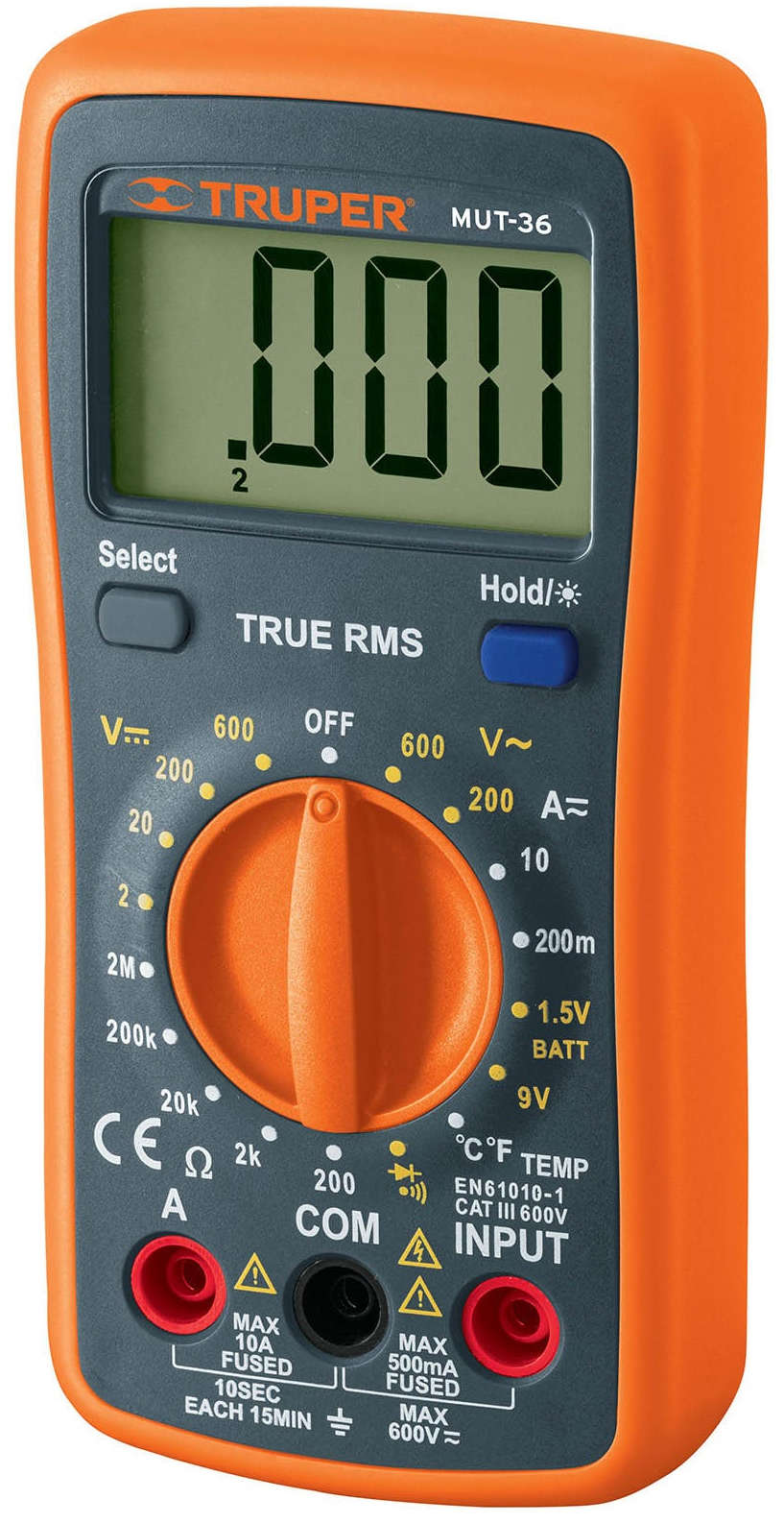 TRUPER Professional Digital Multimeter True RMS Max 600V Max 10A Fused Max 500mA Fused 30300067