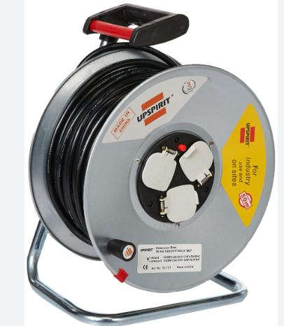 Upspirit Industrial Cable Reel 50 Mtrs 3-Way 3120W 13A 220V-240V 50/60 HZ 30500006