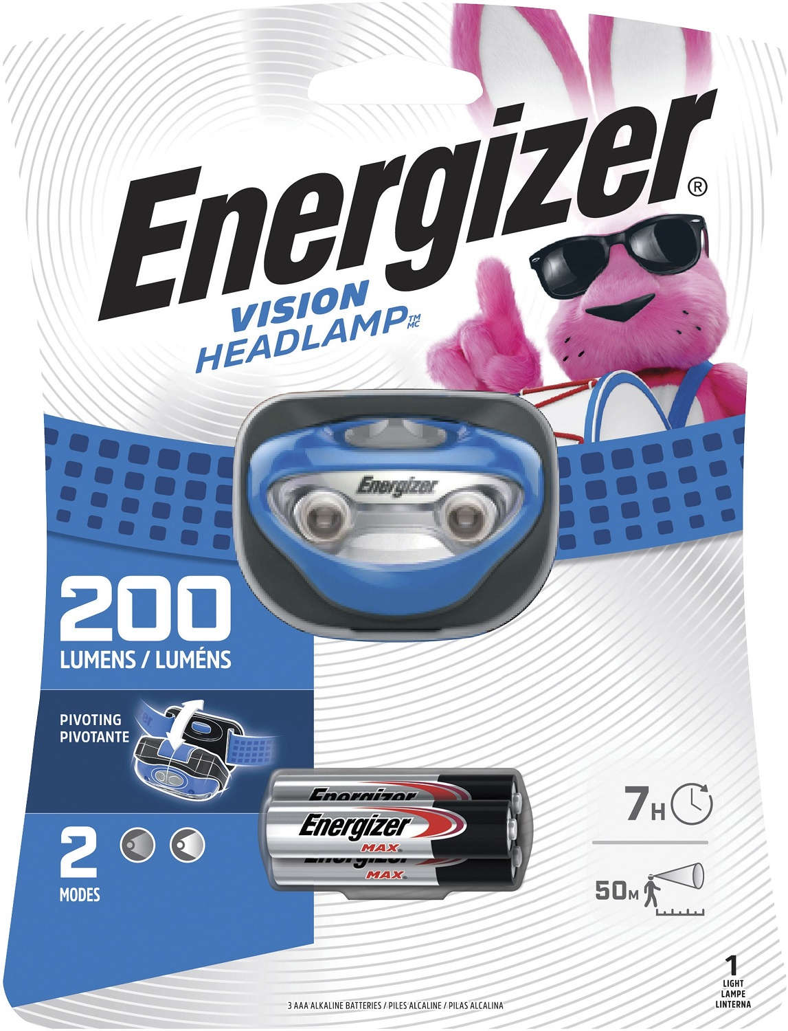 Energizer Vision Headlight 3 LED 200 lumens Plastic Blue LED AAA Battery 3529740