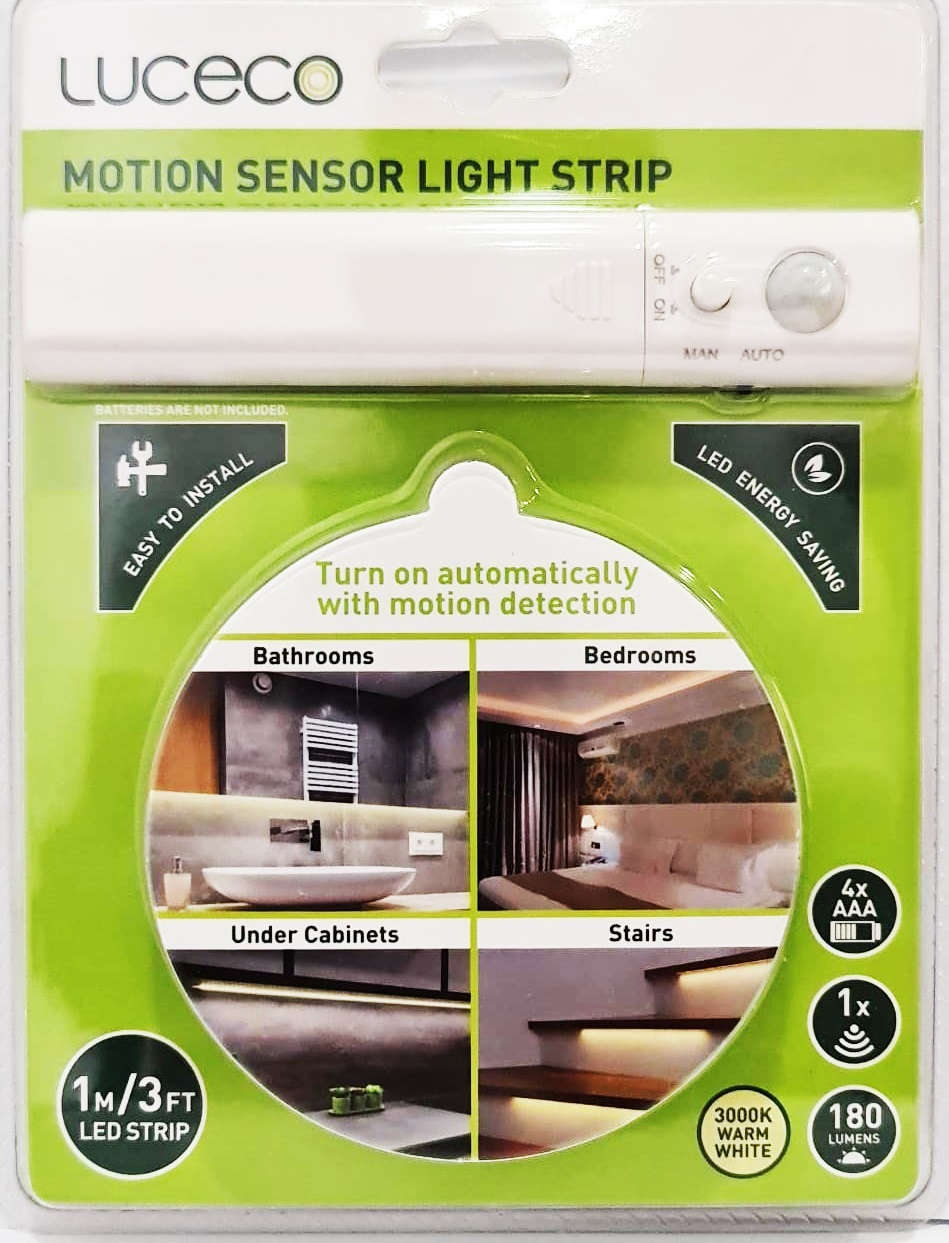 Luceco Motion Sensor LED Light Strip 1 Mtr 180 Lumens 3000k Warm White 3891991