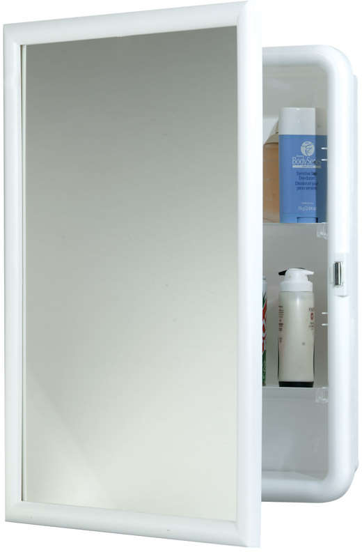 Zenith Medicine Cabinet with Adjustable Shelves 22.38 inch h x 16.38 inch w x 5 inch d Plastic/Poly White 4009965