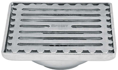 Foset Square Shower Drain with Strainer 4 inch x 4 inch Stainless Steel 40300025
