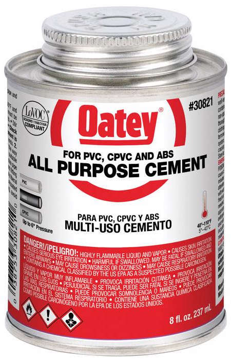 Ace Oatey All-Purpose Cement 8 oz. For PVC CPVC & ABS 4039434