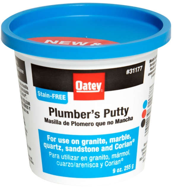 Oatey Plumbers Putty 9 oz. Stain-Free White For Use on Granite Marble Quartz Sandstone & Corian 4507810