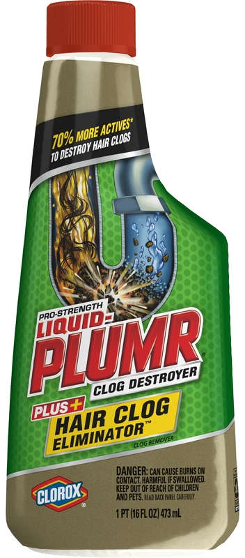 Ace Liquid-Plumr Pro-Strength Clog Destroyer Plus Hair Clog Eliminator 473 ml Safe For All Pipes 4638128