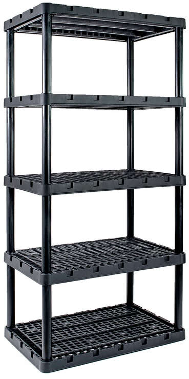 كراسيوس ليفينك وحدة رفوف Knect-A-Shelf من 5 طبقات 36 انش × 24 انش × 72 انش سعة 1000 رطل مصنوعة من الراتنج لون أسود 5005669